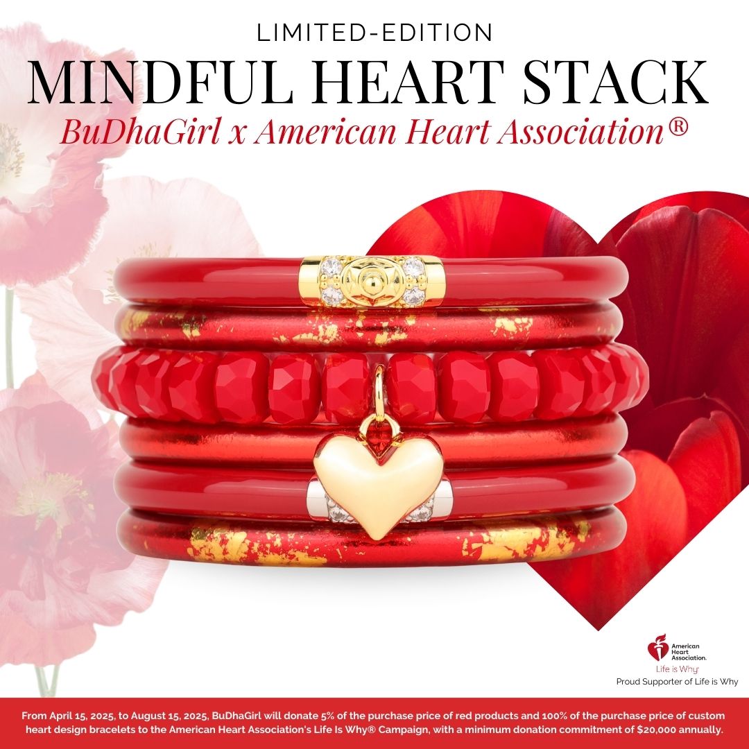 American Heart Association Mindful Heart Bangle Bracelet Stack | BuDhaGirl