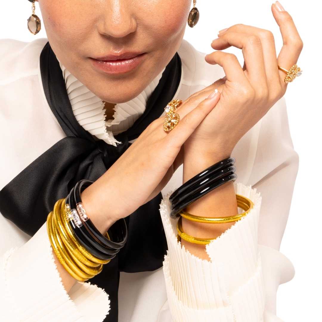 12.01.108.01.S3,12.01.108.01.M3,12.01.108.01.L3,12.01.108.01.XL3, Three Kings All Weather Bangles® (AWB®) - Black | Bangle Bracelets for Women | BuDhaGirl