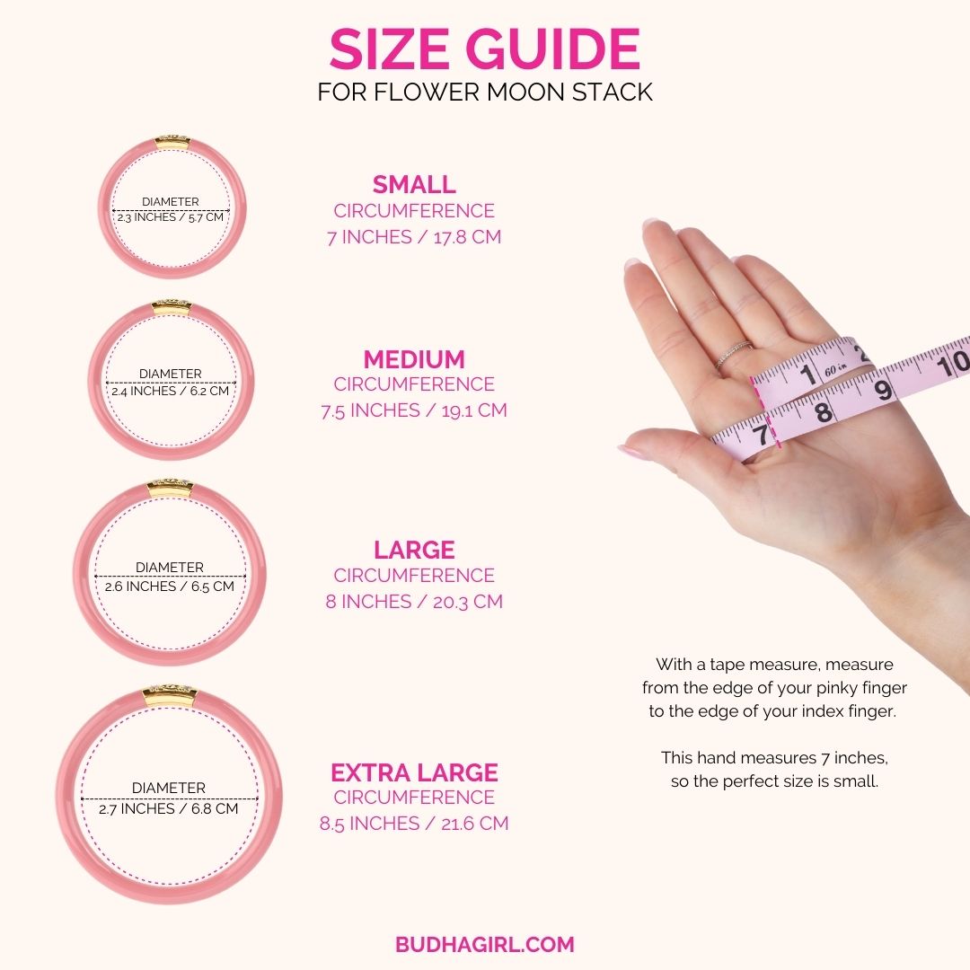 Size Guide for May's Full Moon Bangle Bracelet Stack - The Flower Moon Stack | BuDhaGirl