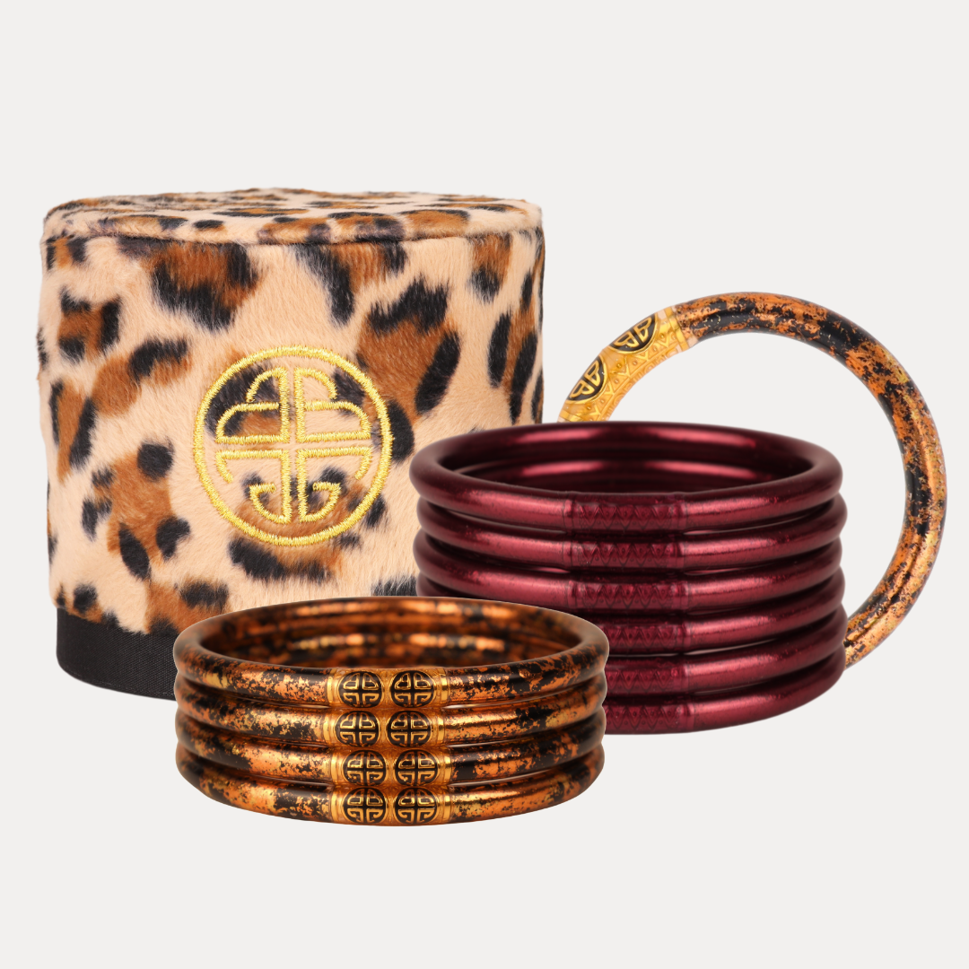 Merlot & Leopard All Weather Bangle Bracelet Bundle | BuDhaGirl
