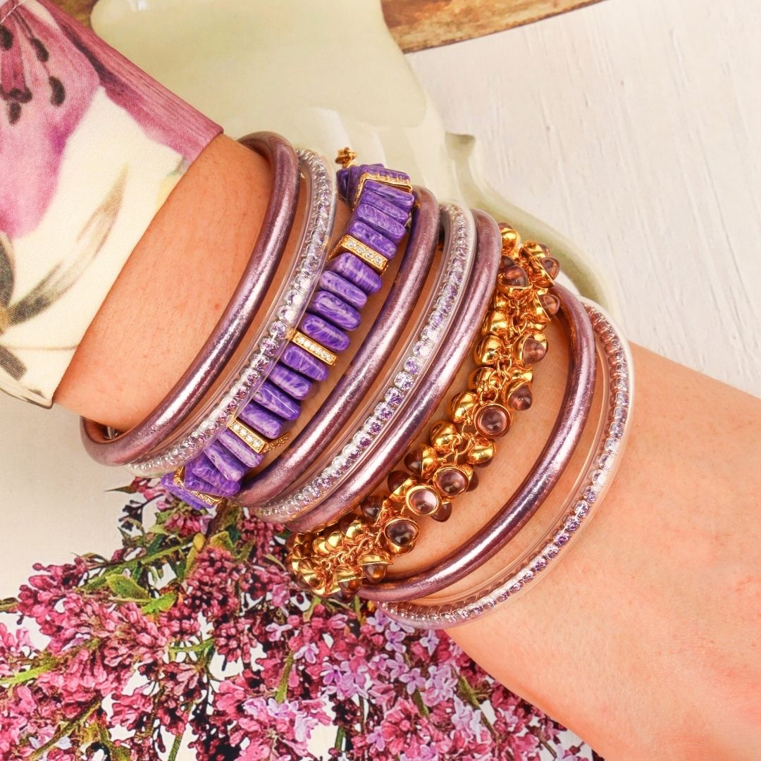 Cosmic Cabochon Cut Crystals Bracelet - Amethyst | BuDhaGirl