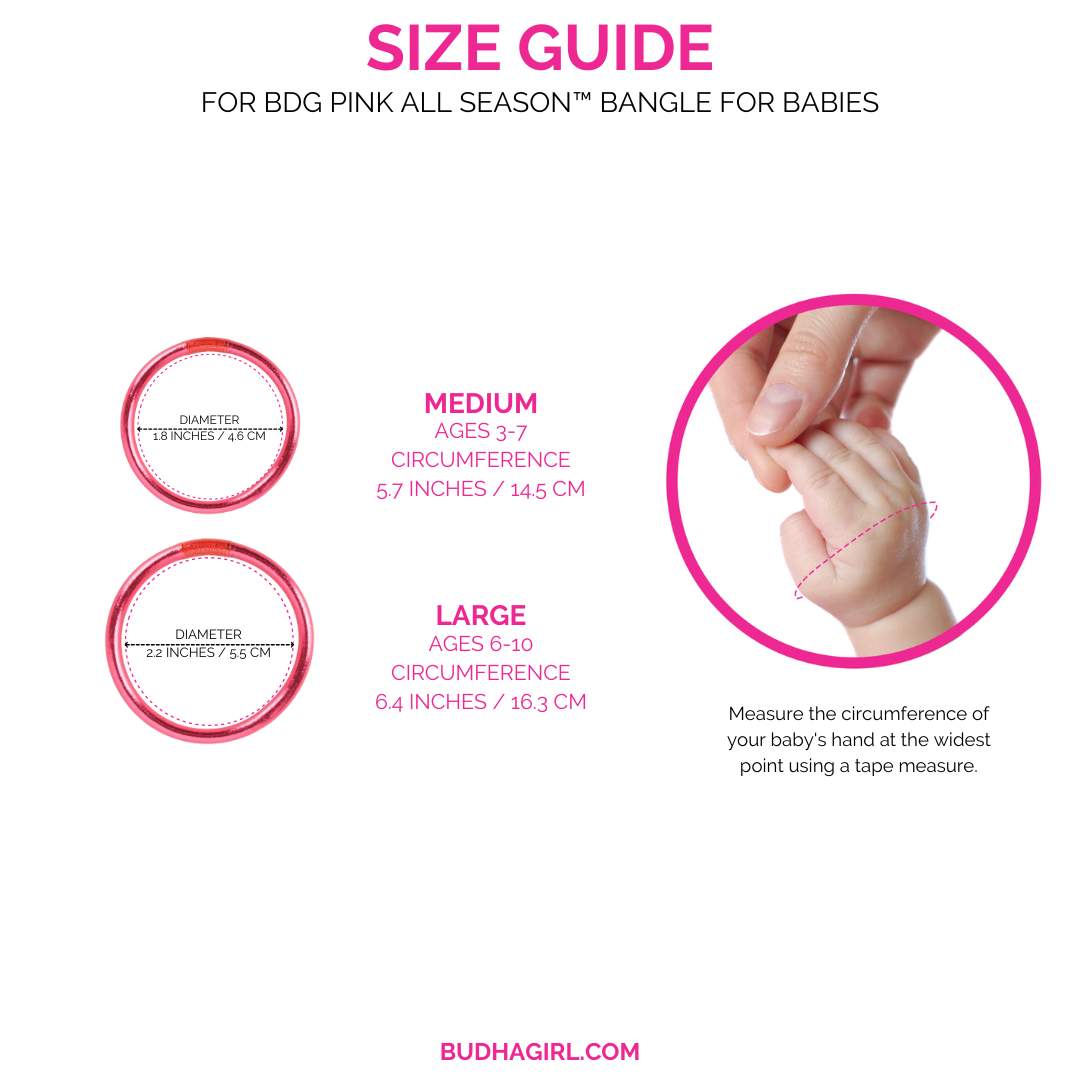 Pink Bangle Bracelet for Babies | Infant Jewelry | Size Guide BuDhaGirl