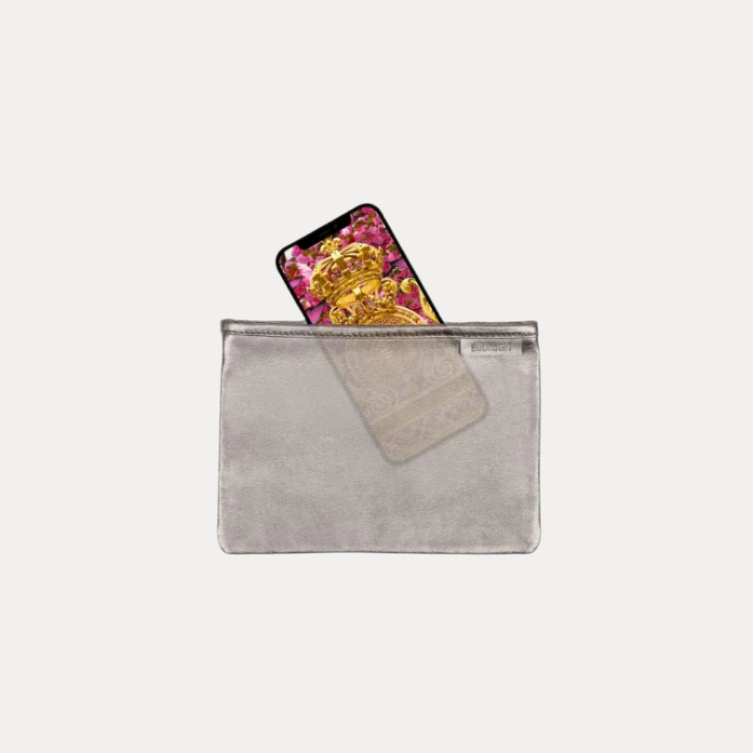 Silver Leather Pochette Bag | Clutch Handbag by BuDhaGirl
