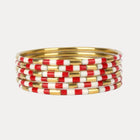 Red/White (Rojo/Blanco) Veda Bangles - Set de 6