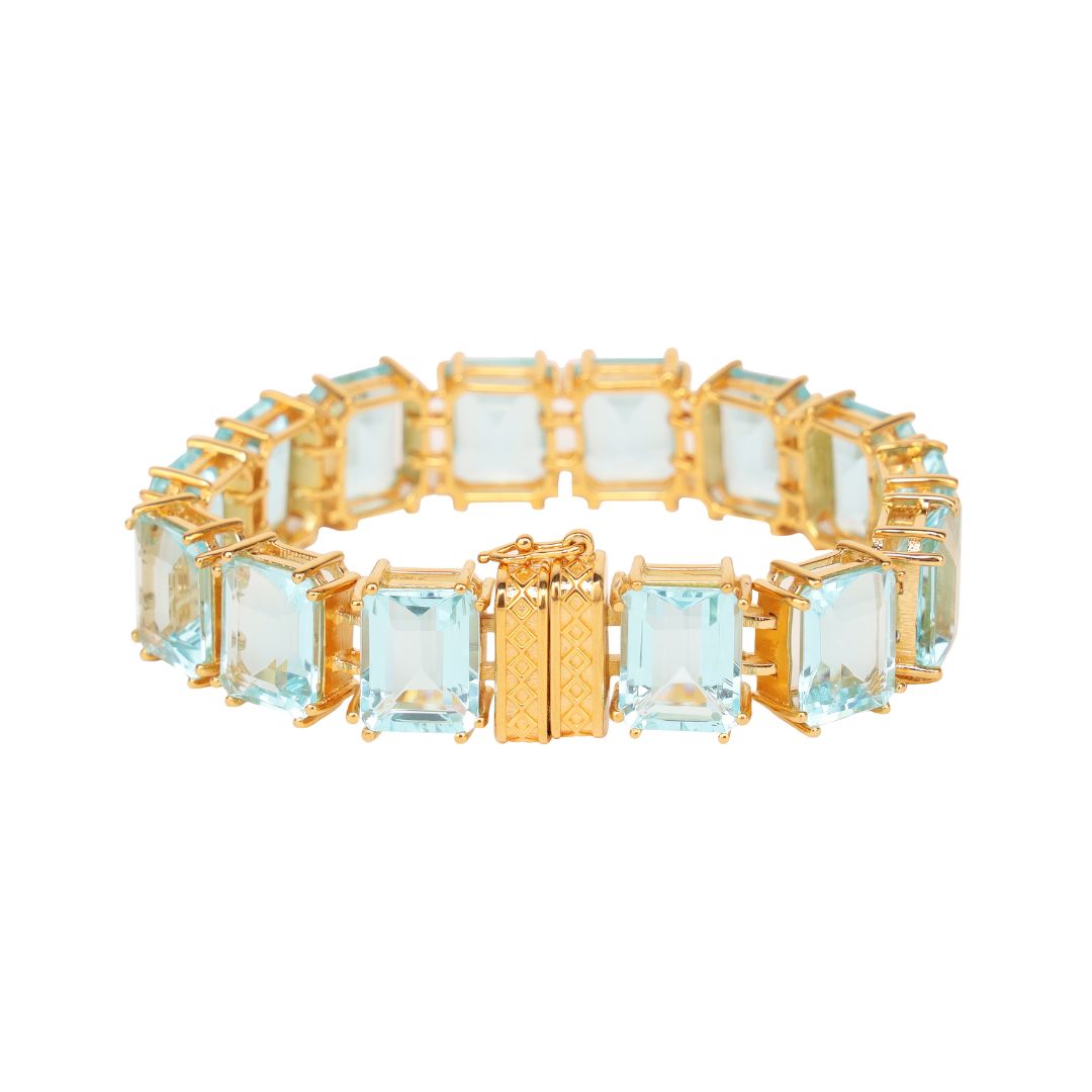 Princess Cut Jewels With Gold Clasp - Dahlia Bracelet | BuDhaGirl