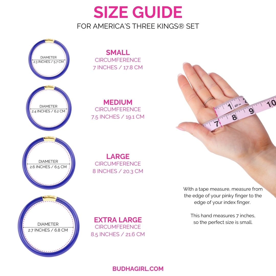 Size Guide for Three Kings All Weather Bangles® (AWB®) - America | Bangle Bracelets for Women | BuDhaGirl