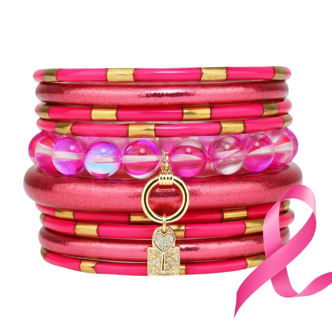 Breast Cancer Awareness Bangle Bracelet Stack | BuDhaGirl