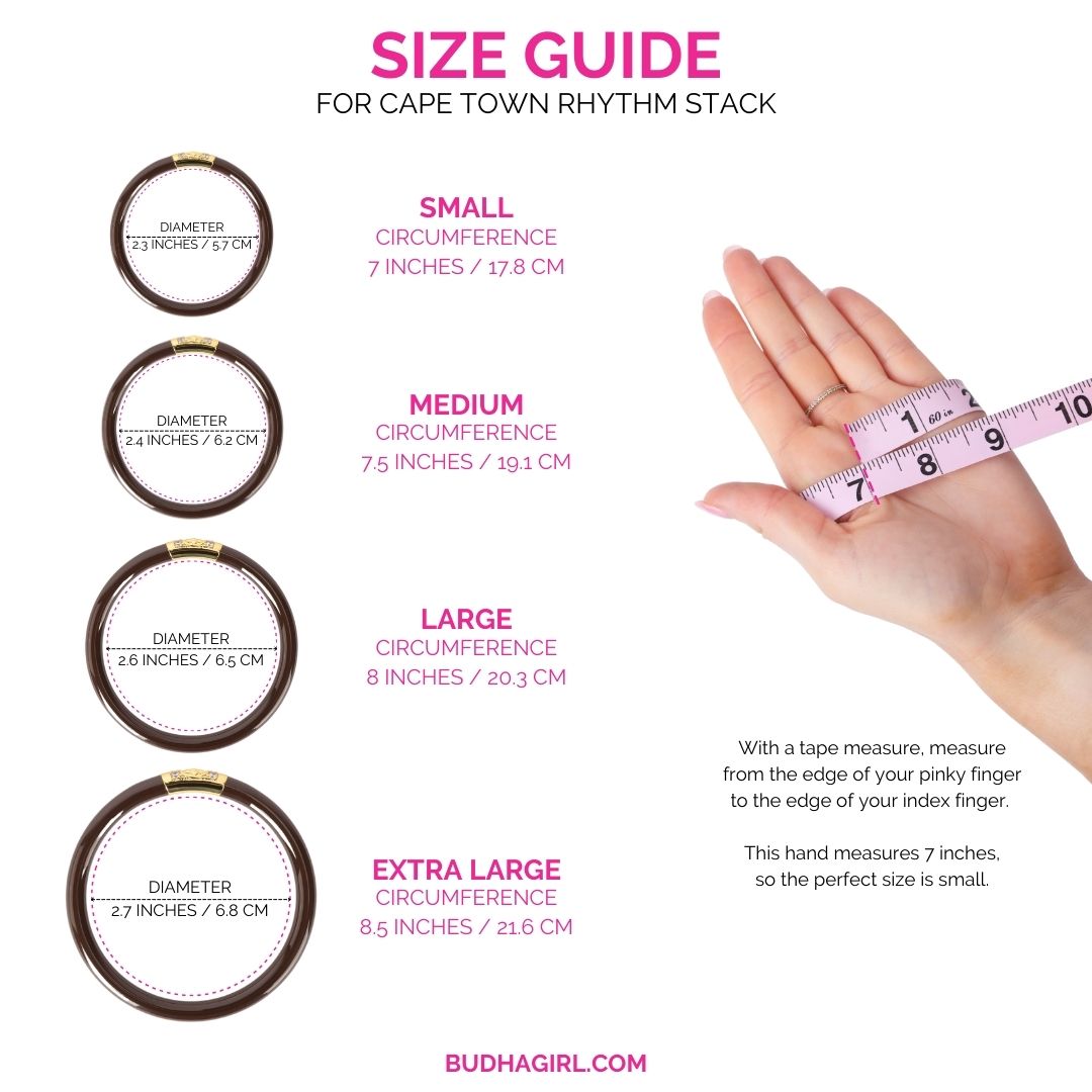 Size Guide for Cape Town Rhythm Luxe Bangle Bracelet Stack of the Week | BuDhaGirl