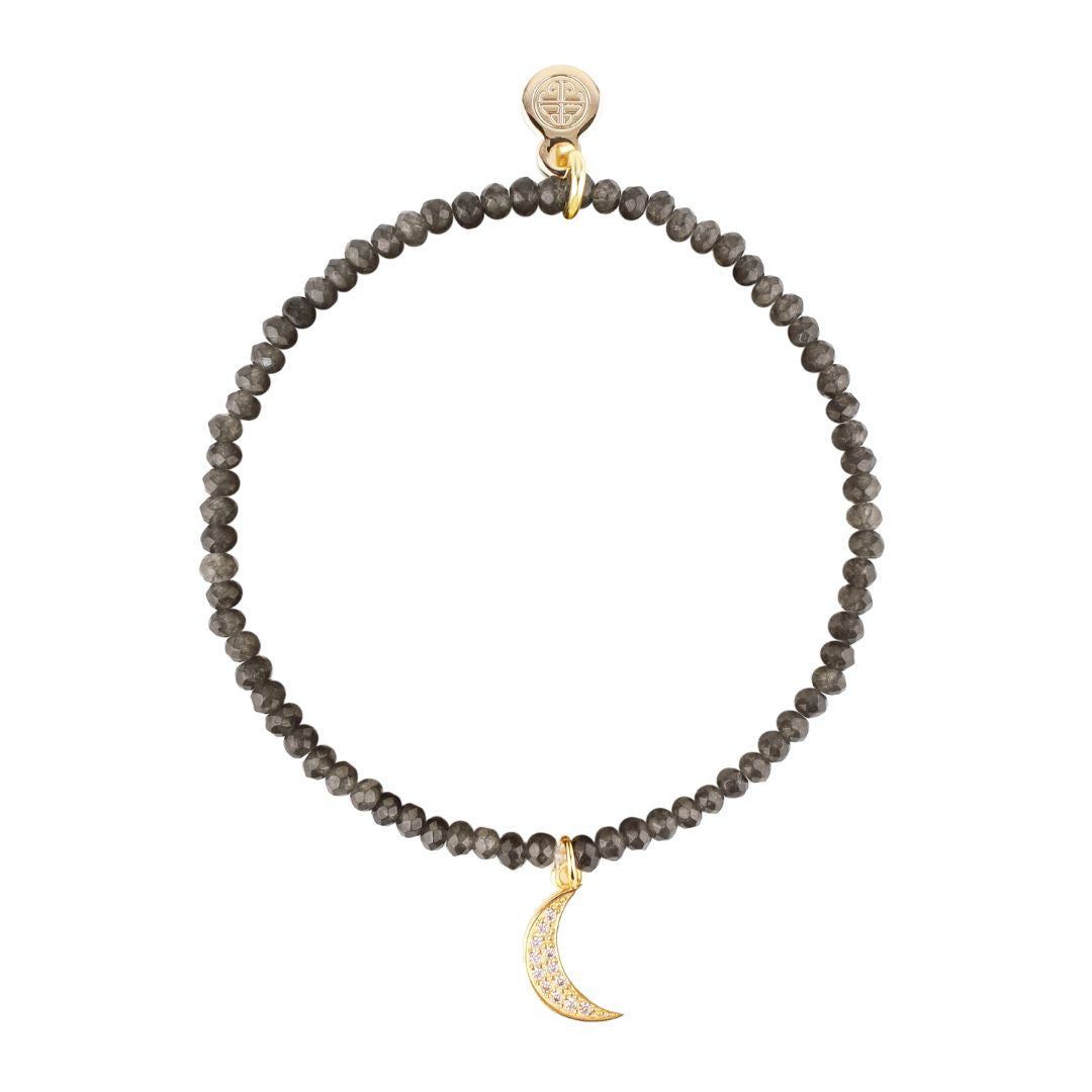 Luna Bracelet - Charcoal With Moon Charm