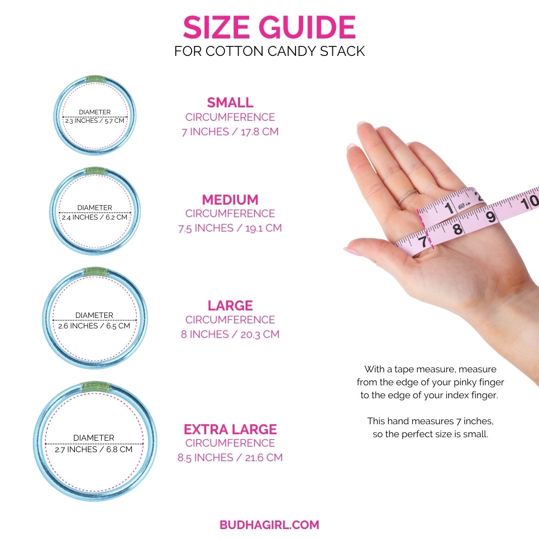 Size Guide for Cotton Candy Bangle Bracelet Stack for National Ice Cream Day | BuDhaGirl