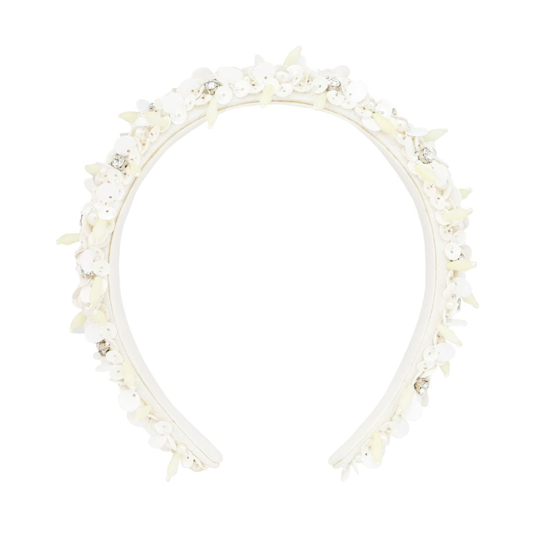 White/Silver Diva Headband: Glamorous and Comfortable Statement Piece | BuDhaGirl