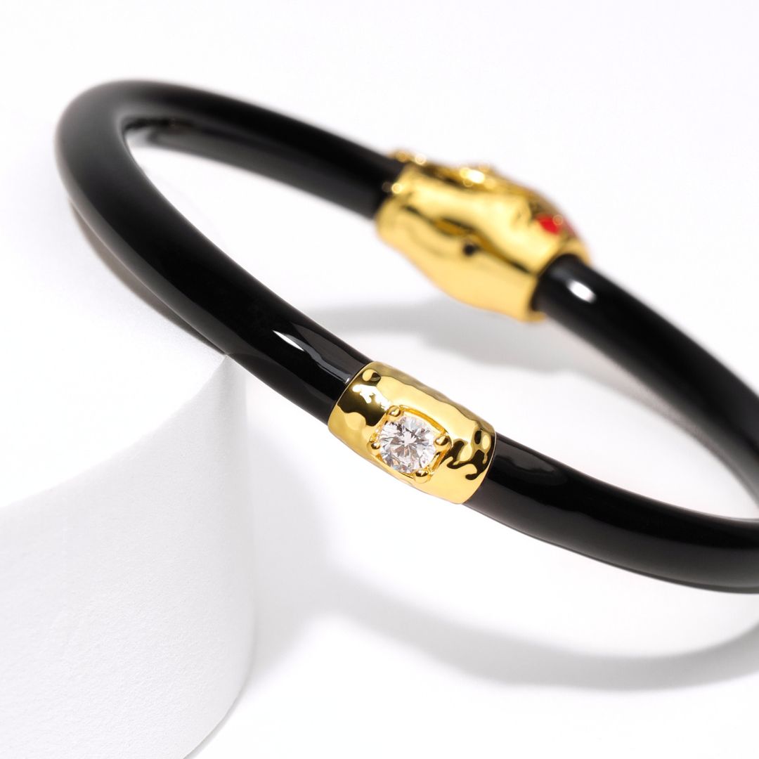 12.01.1058.01.S1,12.01.1058.01.M1,12.01.1058.01.L1,12.01.1058.01.XL1, Fauna Snake All Weather Bangle® (AWB®) - Black | BuDhaGirl