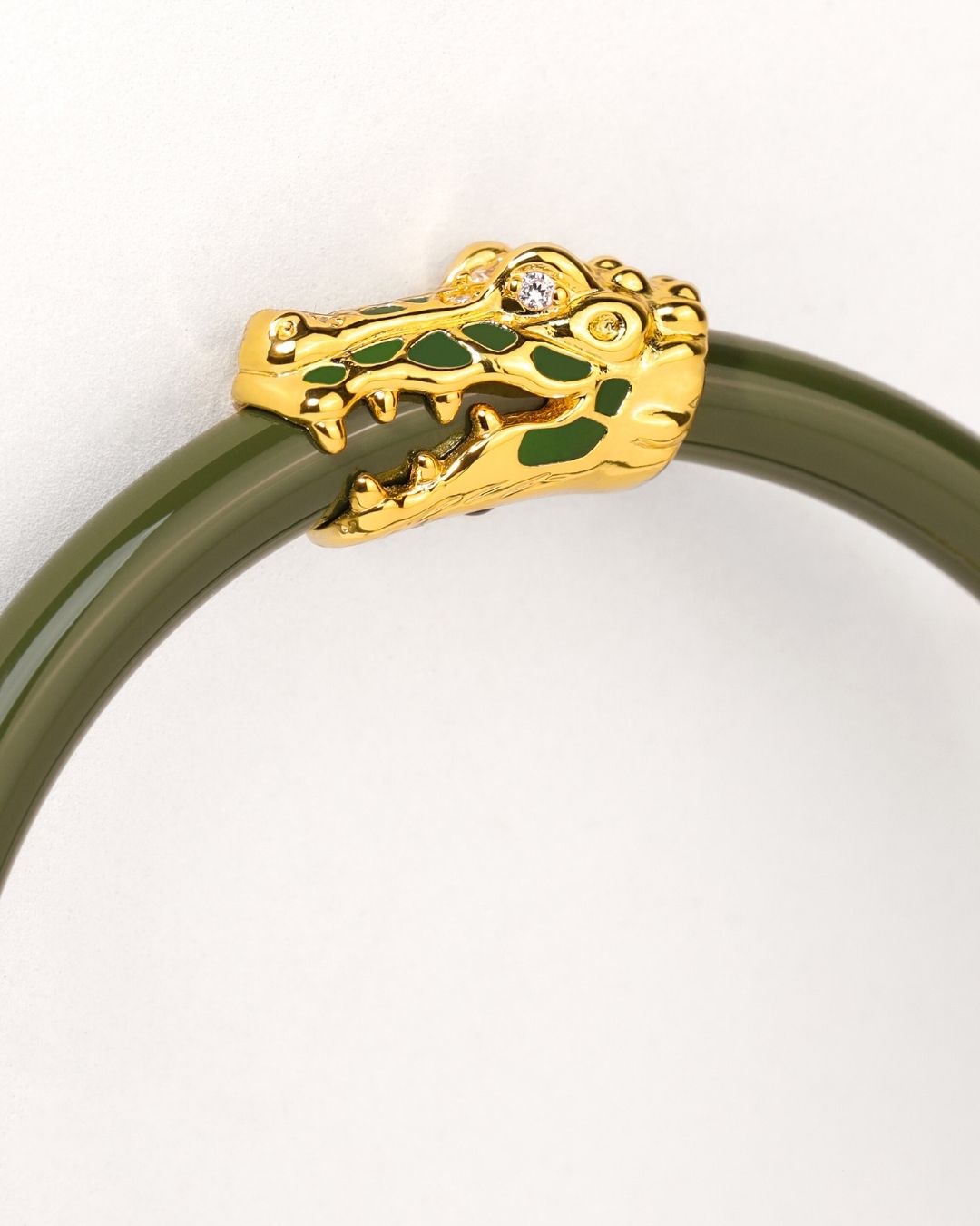 Fauna Jade Crocodile All Weather Bangle | BuDhaGirl