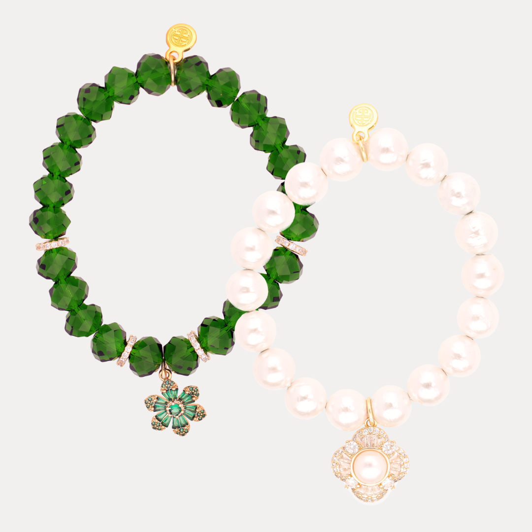 Fir Crystal & Snow Pearl Bracelet Bundle | BuDhaGirl