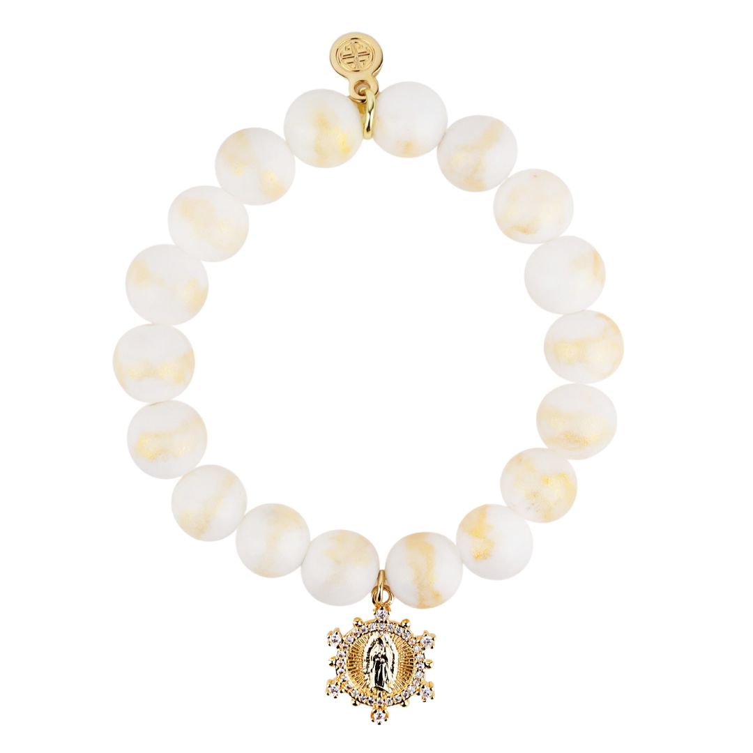 Ivory Grace Beaded Bracelet with Virgin of Guadalupe | BuDhaGirl