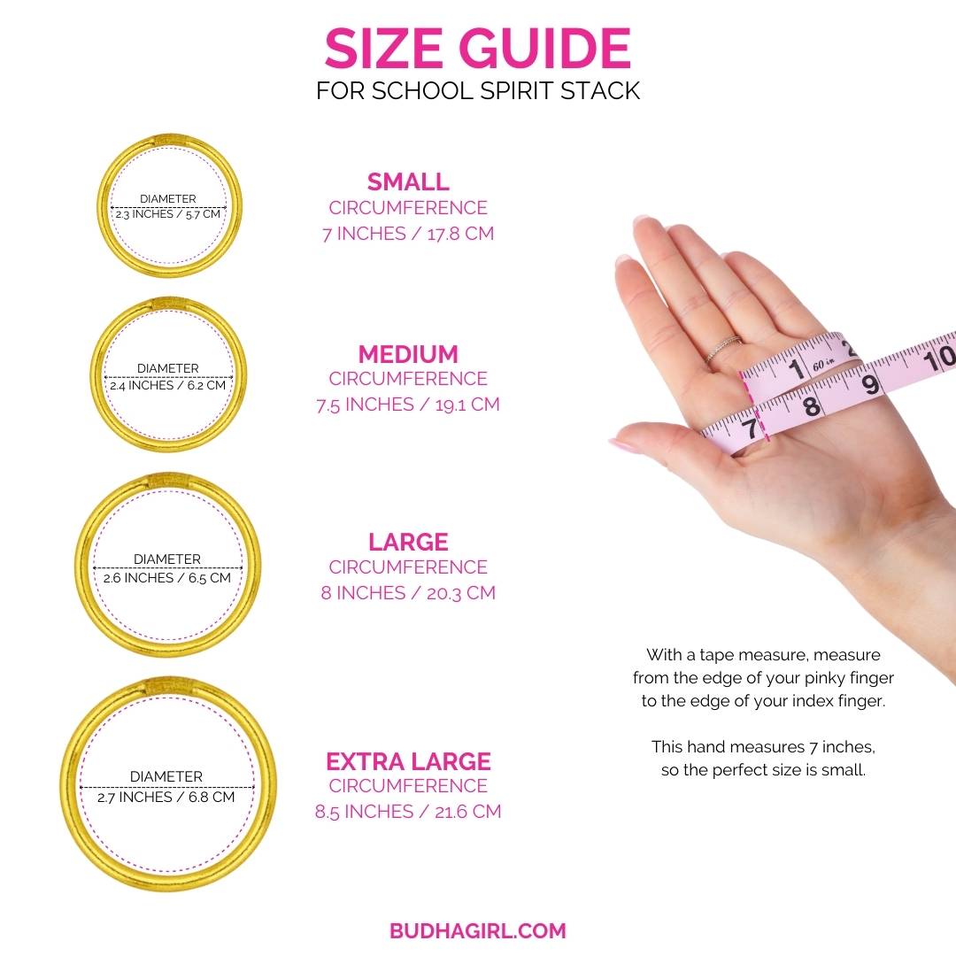 Graduation Gifts for School Spirit: Purple/Gold Bangle Bracelet Stack Size Guide