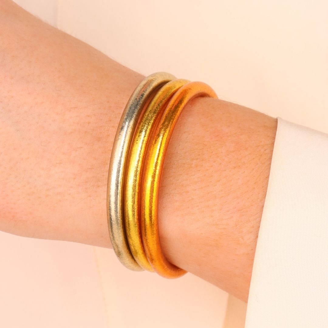 Valentine's Day Bangle Bracelet Stacks for Women - Heart of Gold Stack | BuDhaGirl