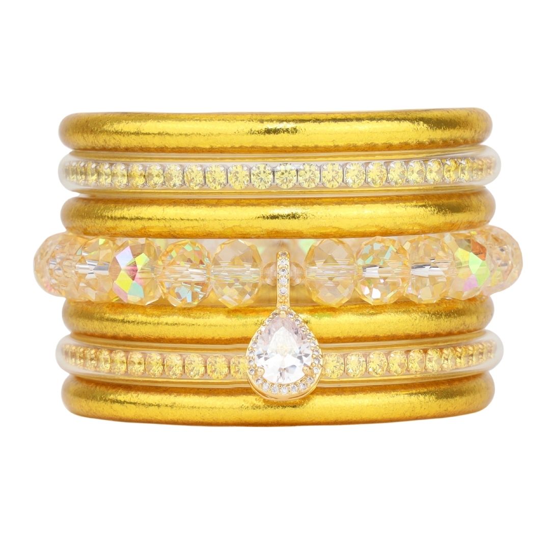 Gold Holiday Sparkle Bangle Bracelet Stack | BuDhaGirl