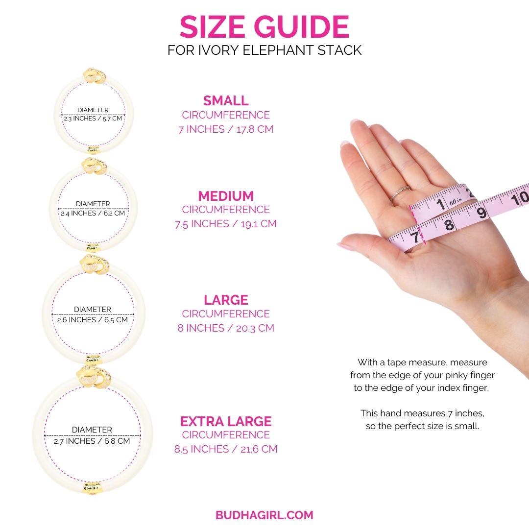 Size Guide for Ivory Elephant Bangle Bracelet Stack | BuDhaGirl