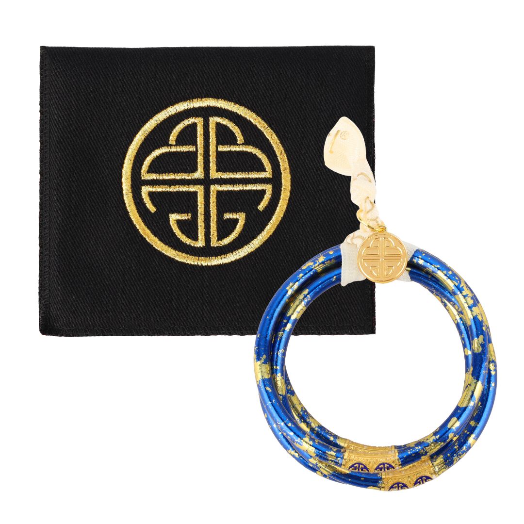 KOI Saffir Cobalt Blue All Weather Bangles Bracelet - Set of 4 | BuDhaGirl