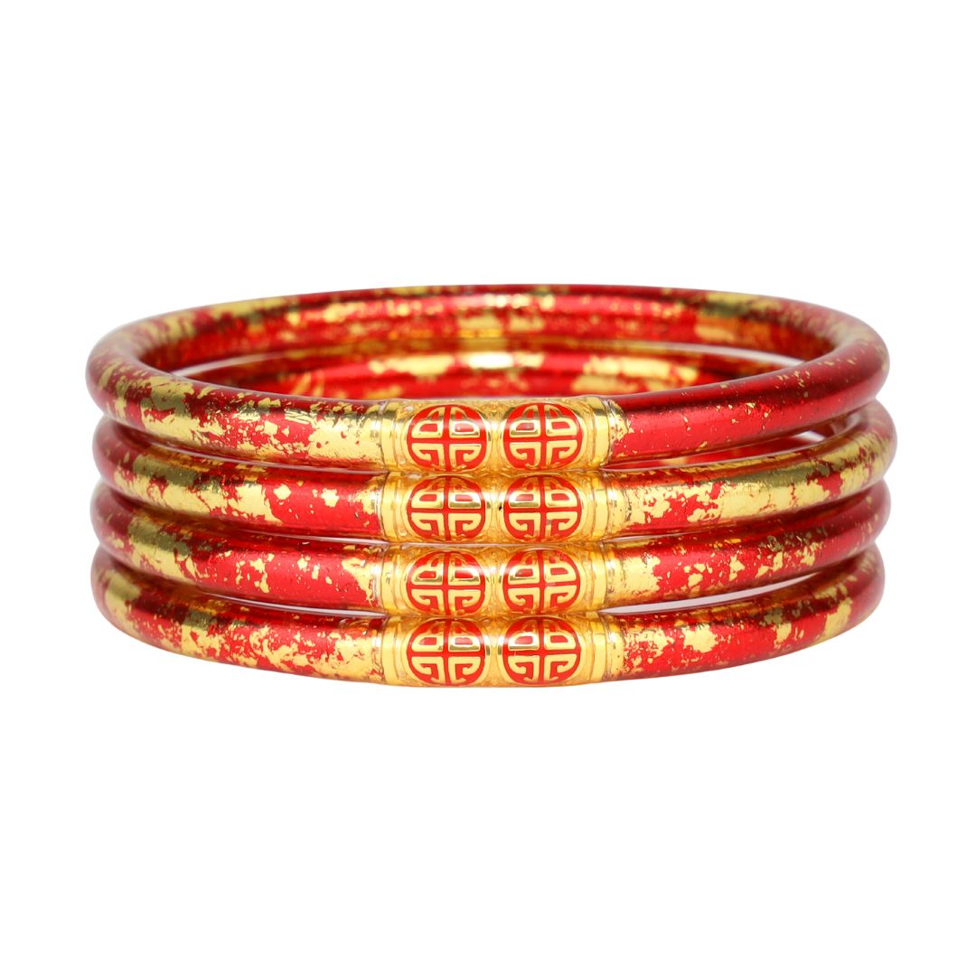 BuDhaGirl KOI Rouge Bangles | Set of 4 | Luxurious Red