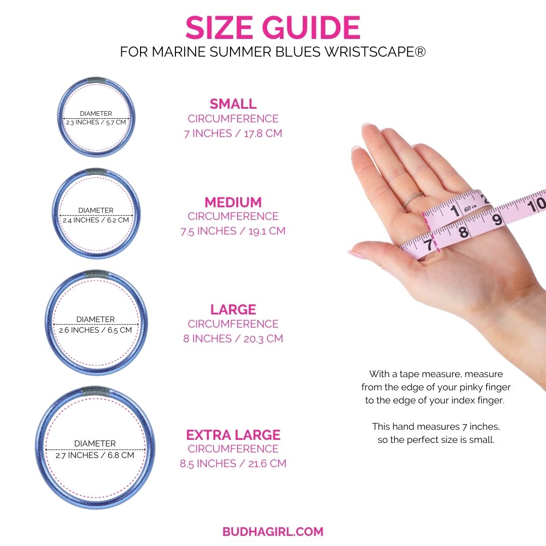 Size Guide for Marine Summer Blues Bangle Bracelet Stack | BuDhaGirl