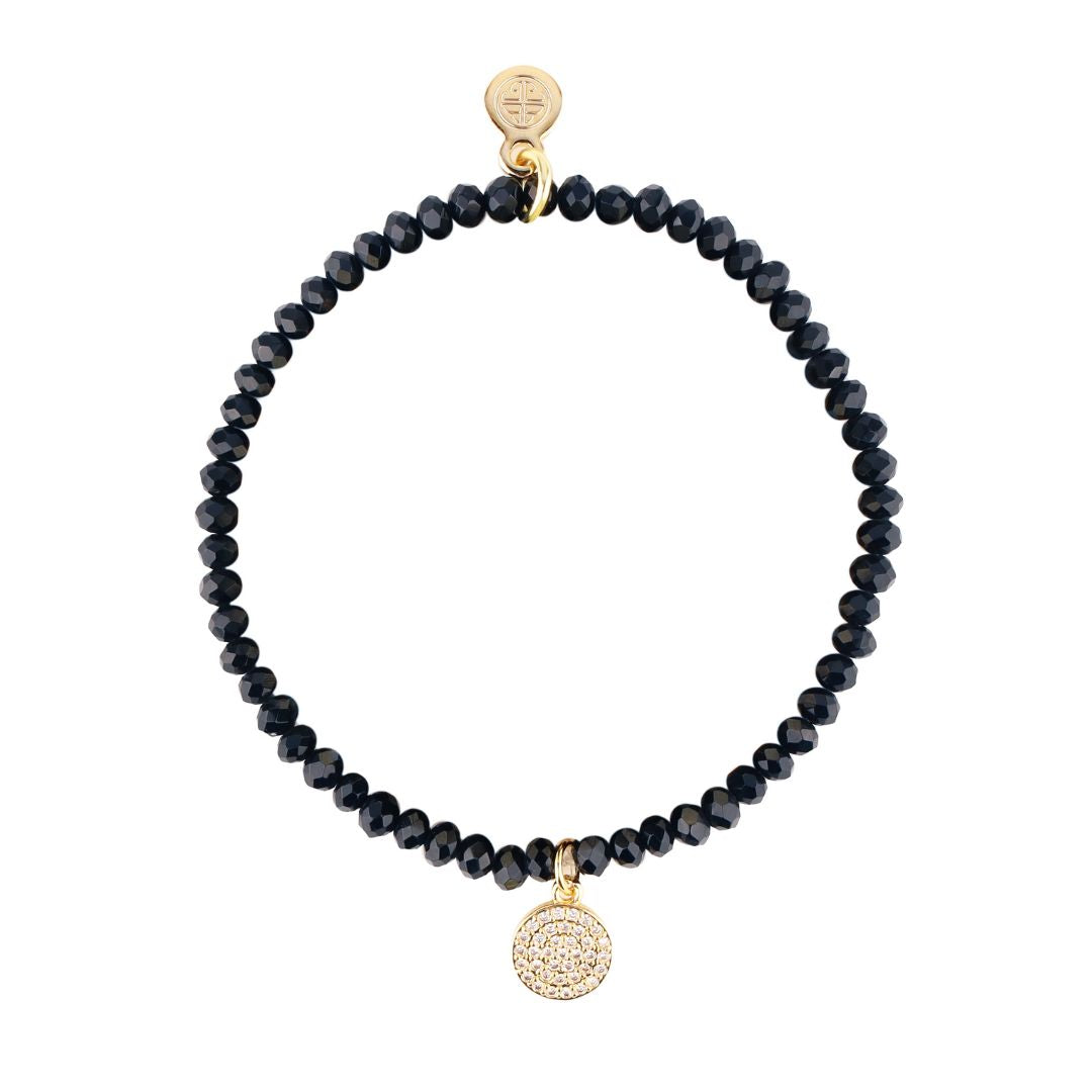 Luna Bracelet - Black With Circle Charm