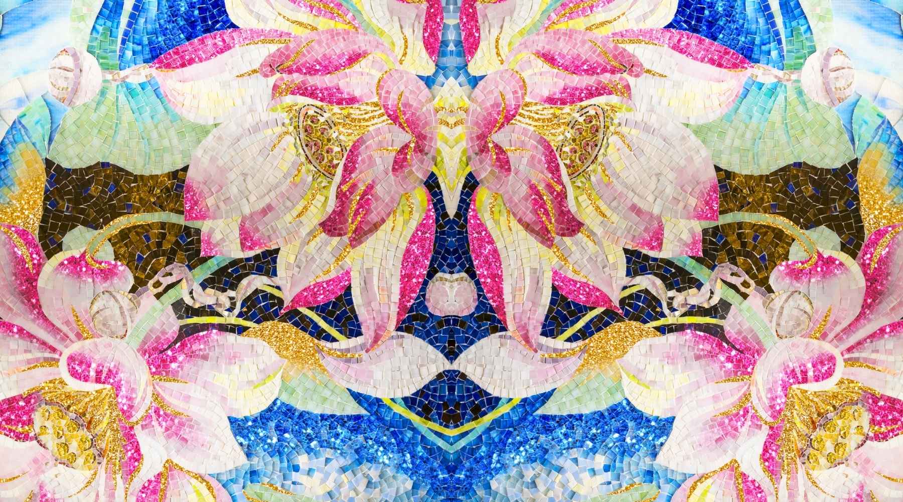 Blue and Pink Lotus Flower Mosaic | BuDhaGirl