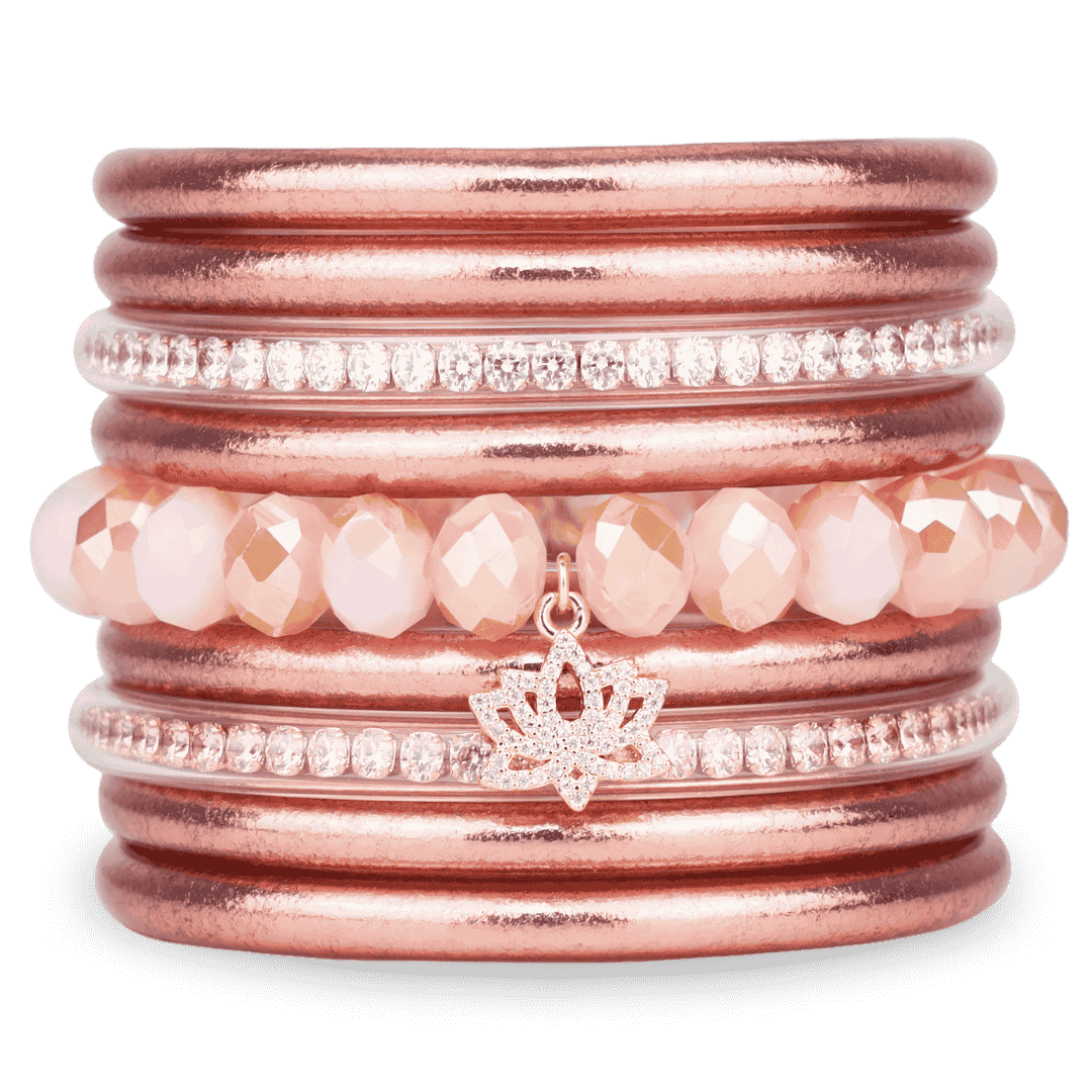 Evolution Bangle Bracelet Stack of 6 - Rose Gold | BuDhaGirl