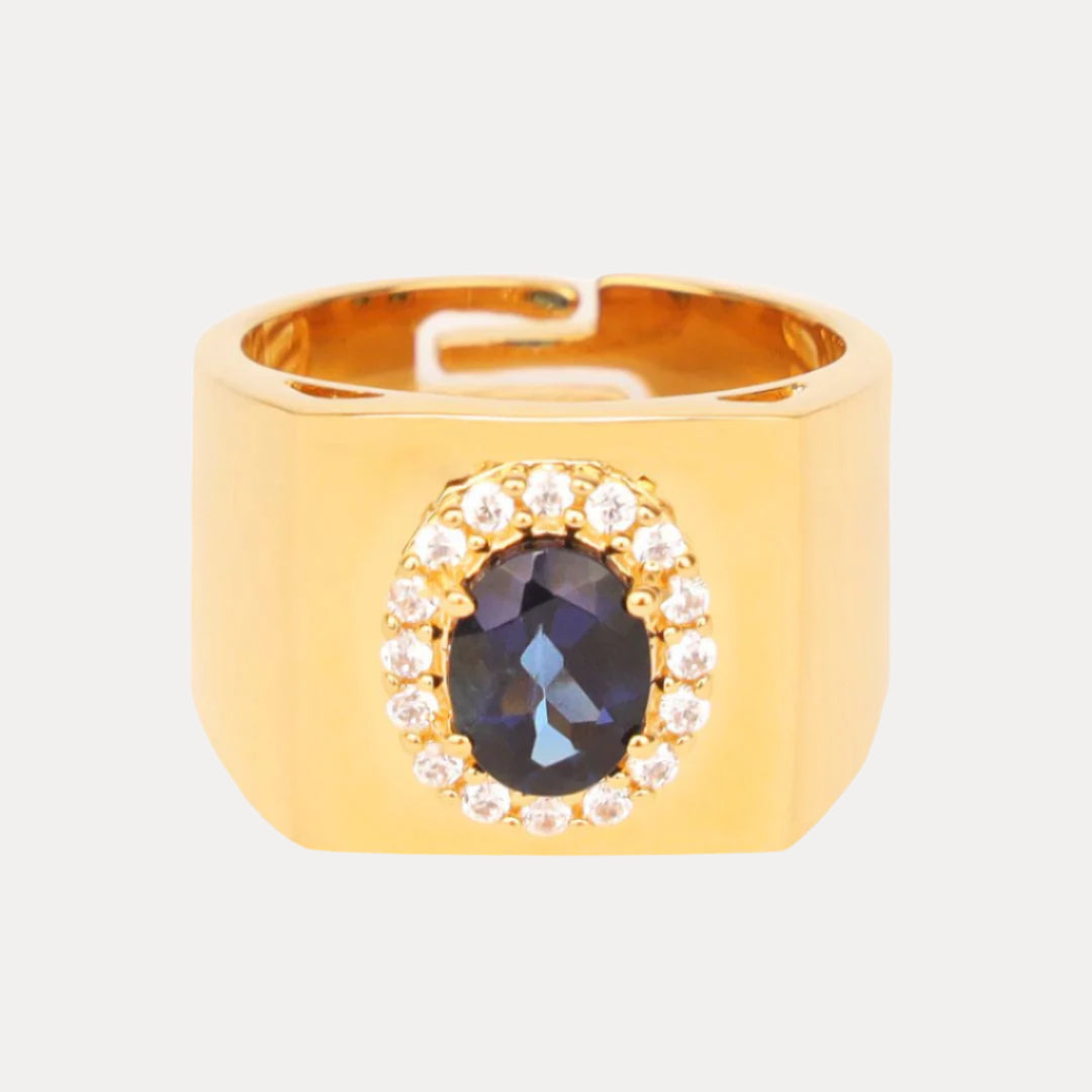 Sapphire/White Gold Plated Brass Adjustable Birthday/Birthstone Rings | BuDhaGirl