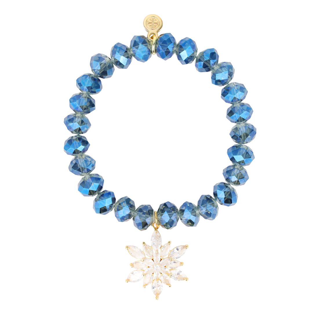 Snowflake Bracelet | Blue Crystal Charm Bracelet | BuDhaGirl