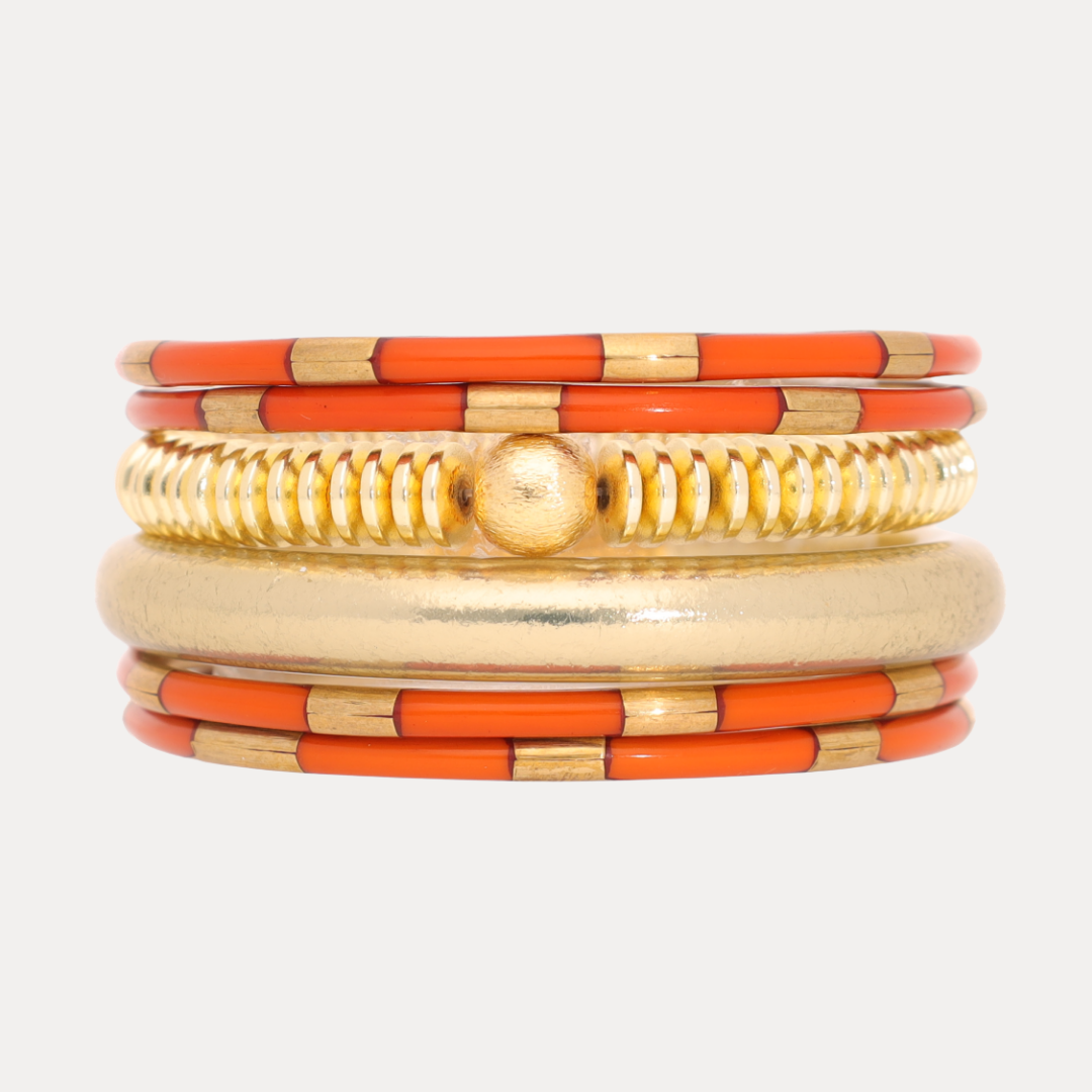 The Burnt Orange Gold School Bangle Stack | BuDhaGirl 