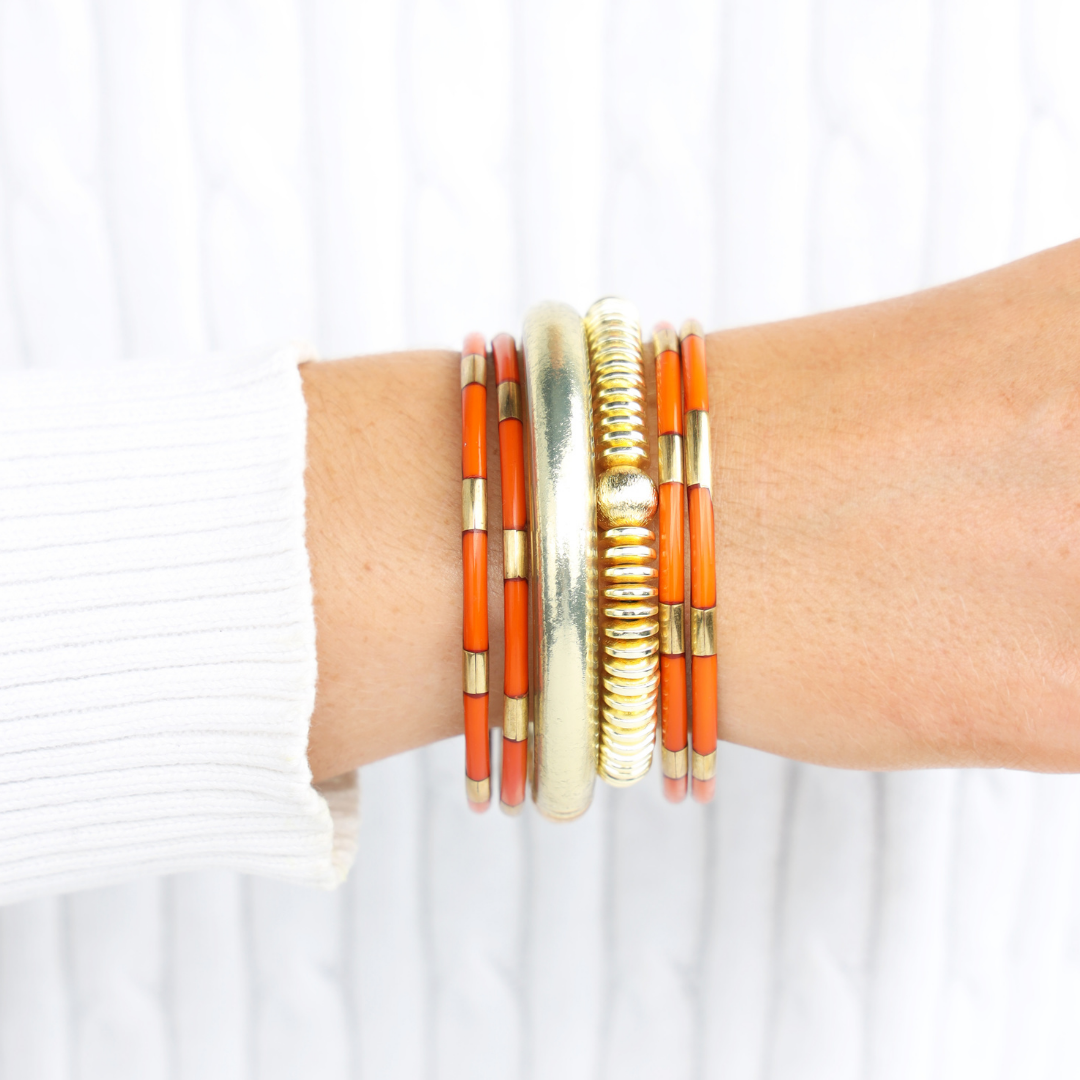 The Burnt Orange Gold School Bangle Stack | BuDhaGirl 