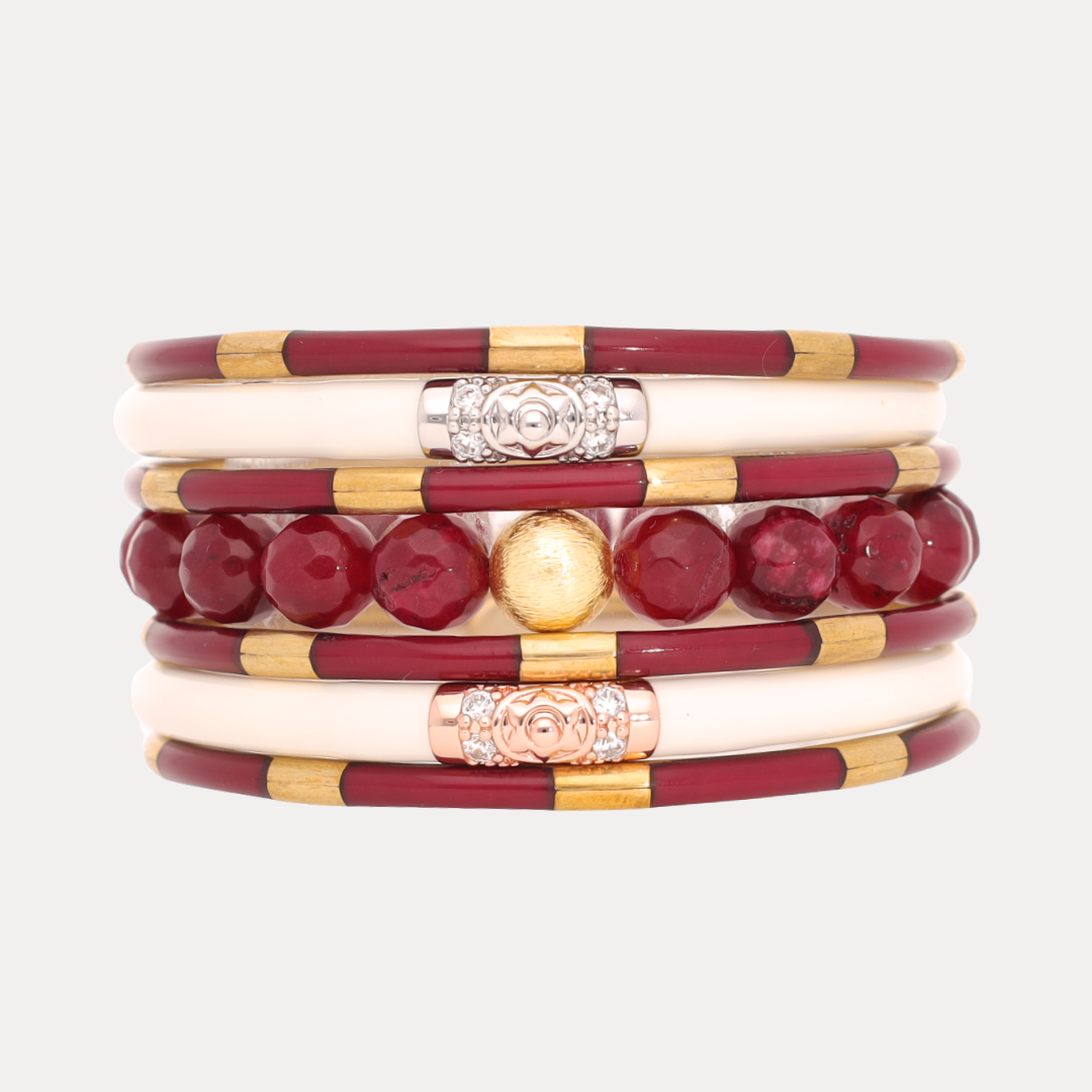 The Maroon White School Bangle Stack | BuDhaGirl 