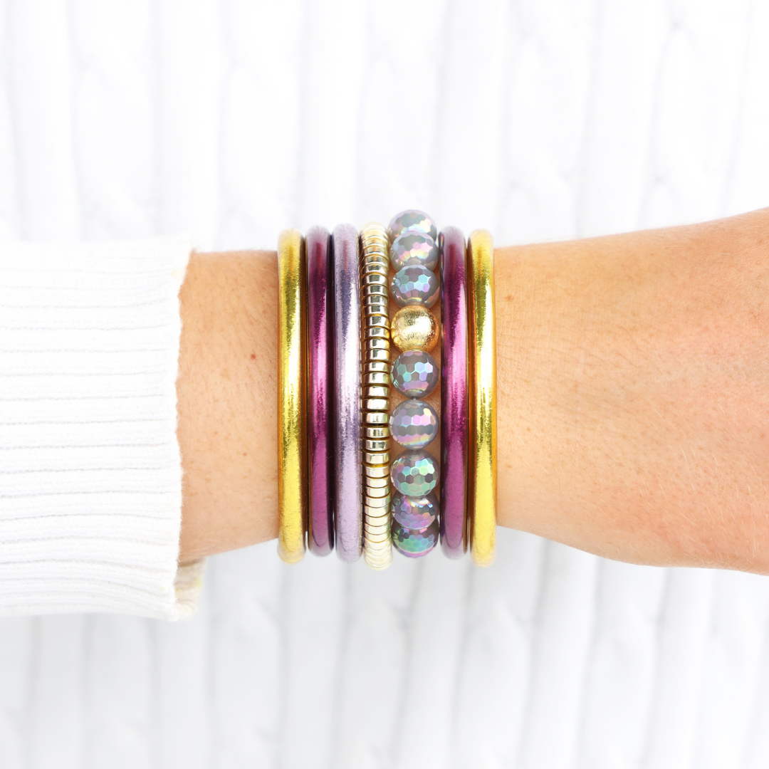 The Purple Gold School Bangle Stack | BuDhaGirl 