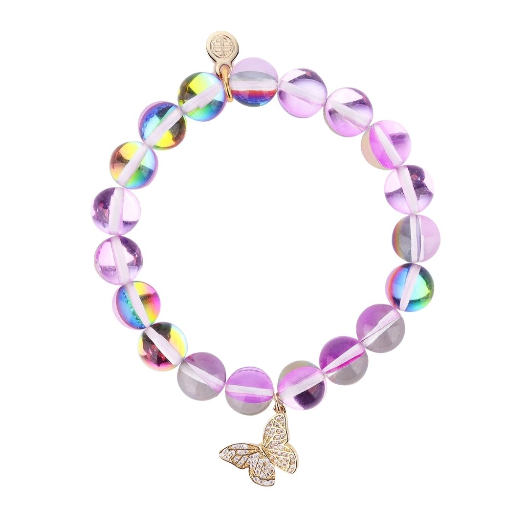 Lila Mariposa Charm Bracelet: Delicate Butterfly & Lilac Hues
