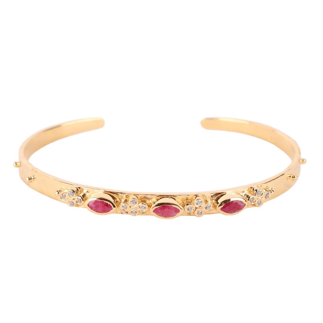Ruby Crystal | Gold-Plated Cuff Bracelet  | BuDhaGirl