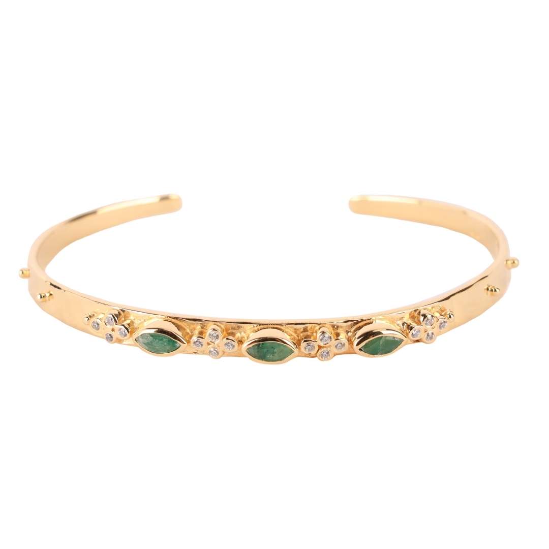 Emerald Crystal | Gold-Plated Cuff Bracelet  | BuDhaGirl