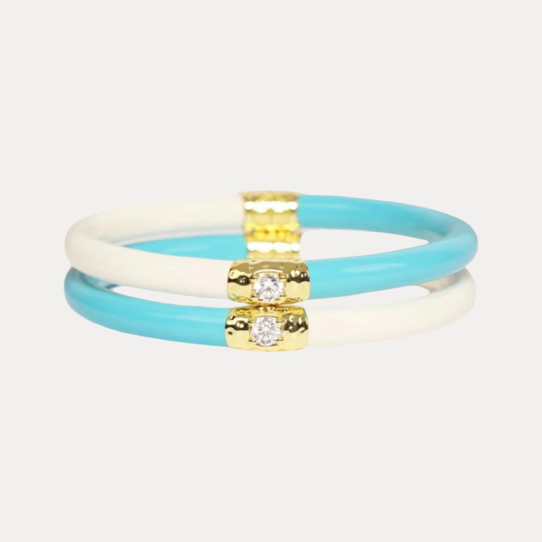 12.01.360.13.SM2,12.01.360.13.MD2,12.01.360.13.LG2,12.01.360.13.XL2,Turquoise/Ivory Yin & Yang All Weather Bangles® (AWB®) | Bangle Bracelets for Women | BuDhaGirl